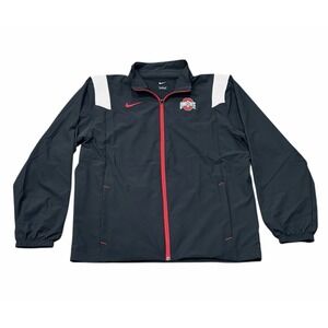 Nike Ohio State Buckeyes Mens On Field Jacket Full Zip Windbreaker Black Medium